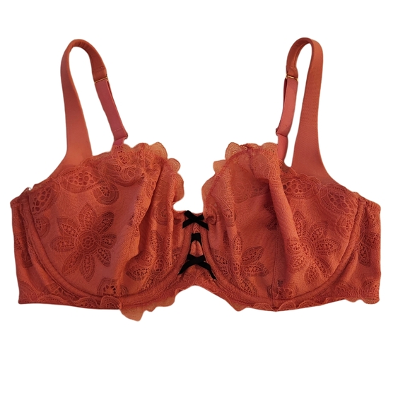 Cacique Unlined Balconette Pink Floral Lace Plus Size 40DD - Picture 1 of 10